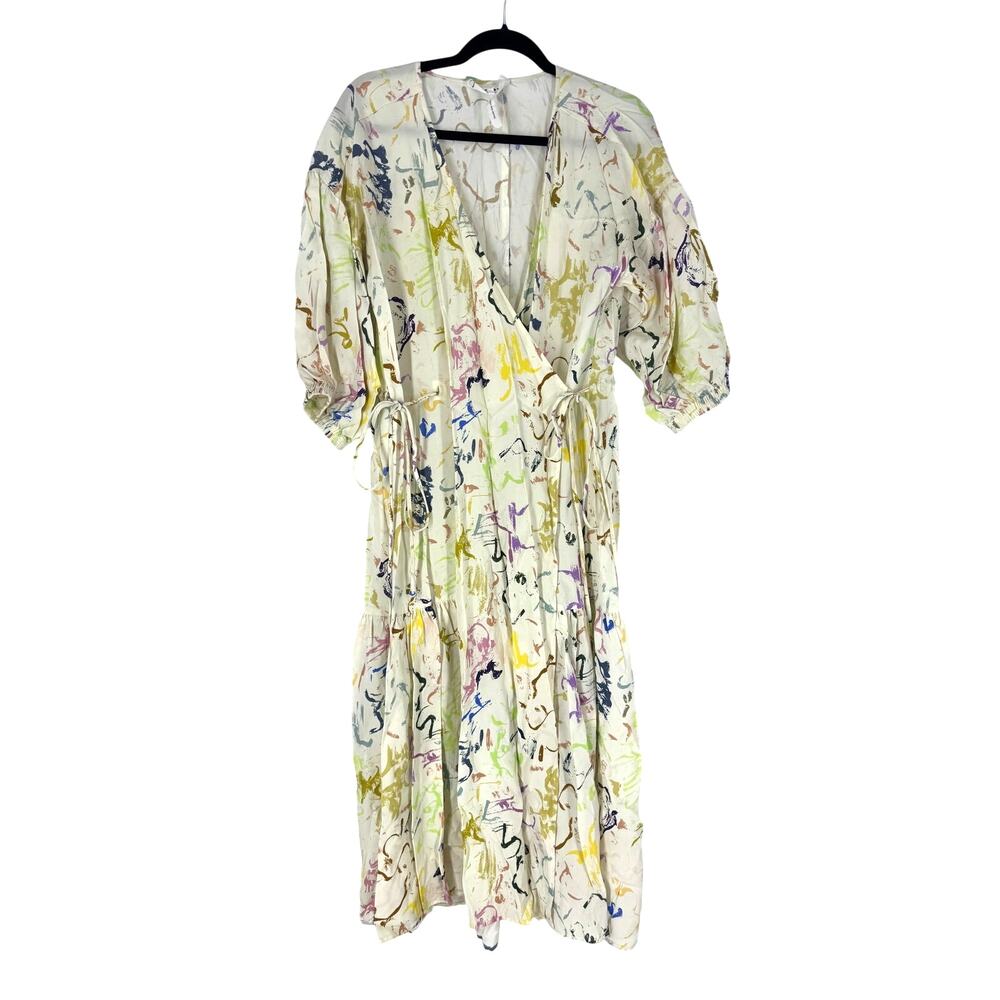 Multi apiece apart color splotch wrap dress, 10